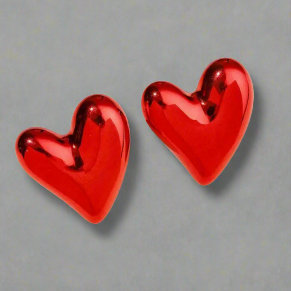 Glossy Heart Studs