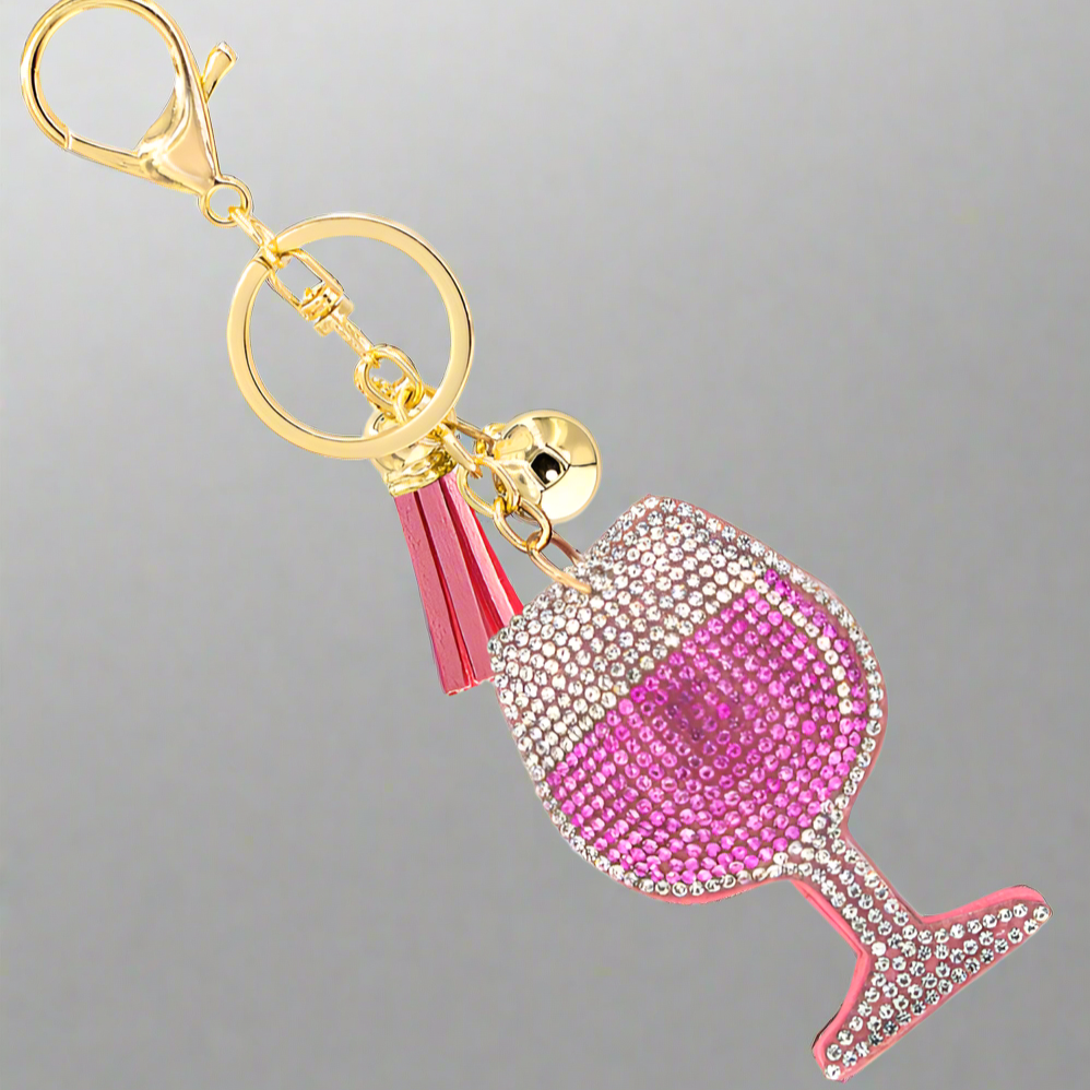 Wine Glass Bling Keychain