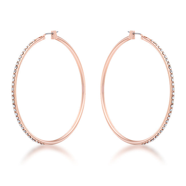 Large Rosegold Hoop Earrings with Crystals