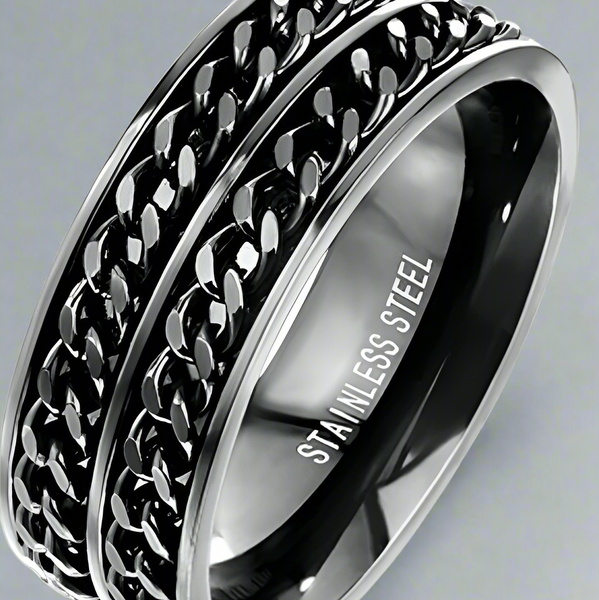 Twitch Black Double Stainless Ring – Filthy Rich Online