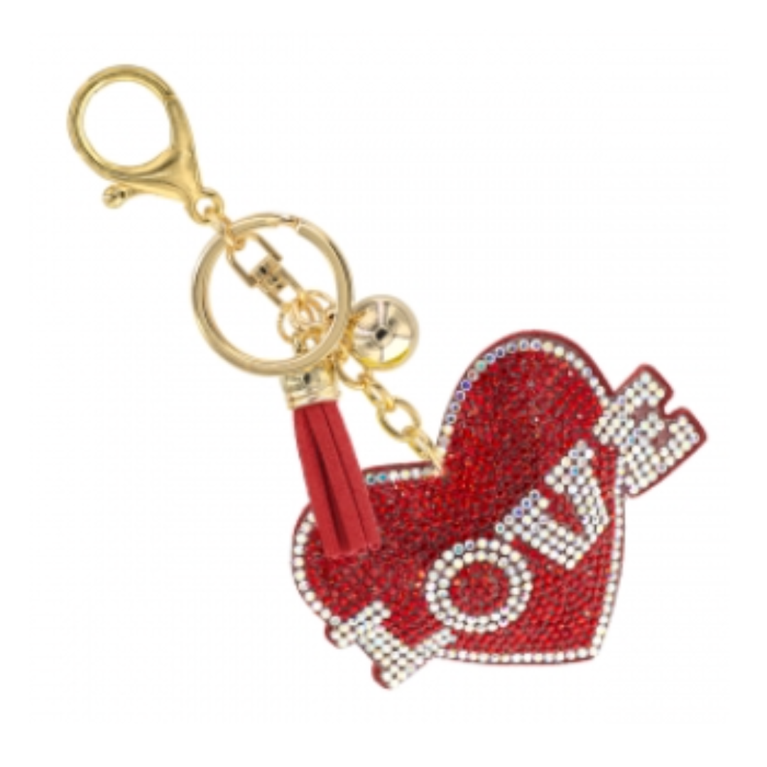 3D Love Heart Bling Keychain
