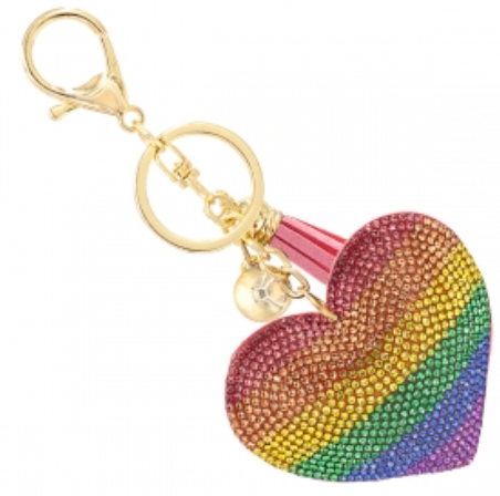 Rainbow Heart Bling Keychain