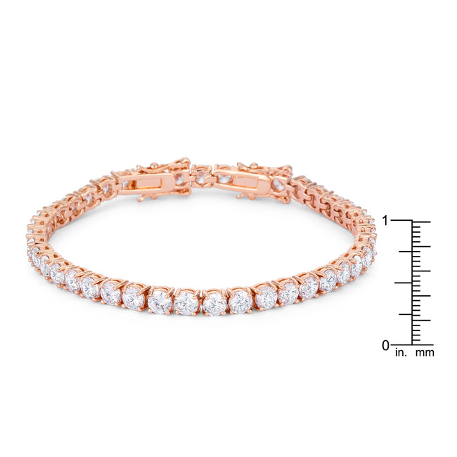 17.6 Ct Rosegold Tennis Bracelet with Shimmering Round CZ