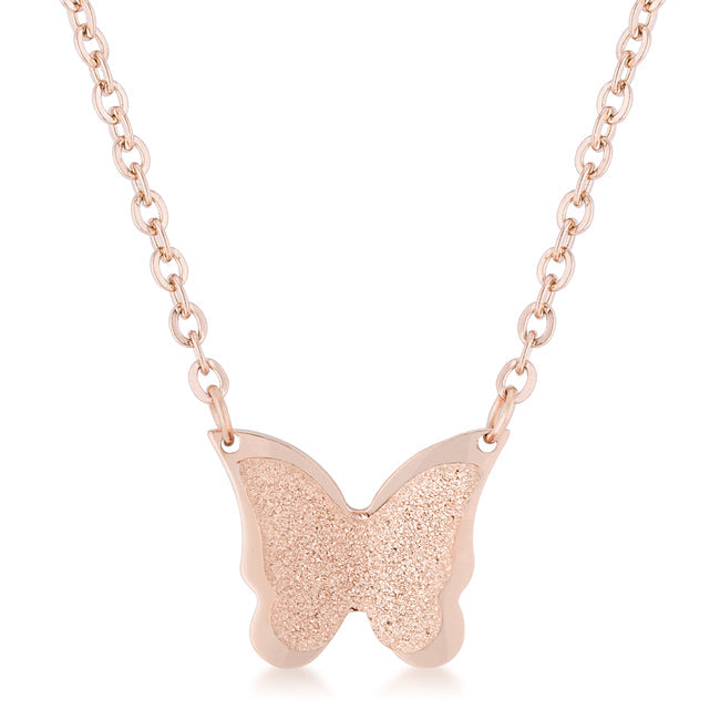 Breanne Rose Gold Stainless Steel Rose Gold Butterfly Necklace