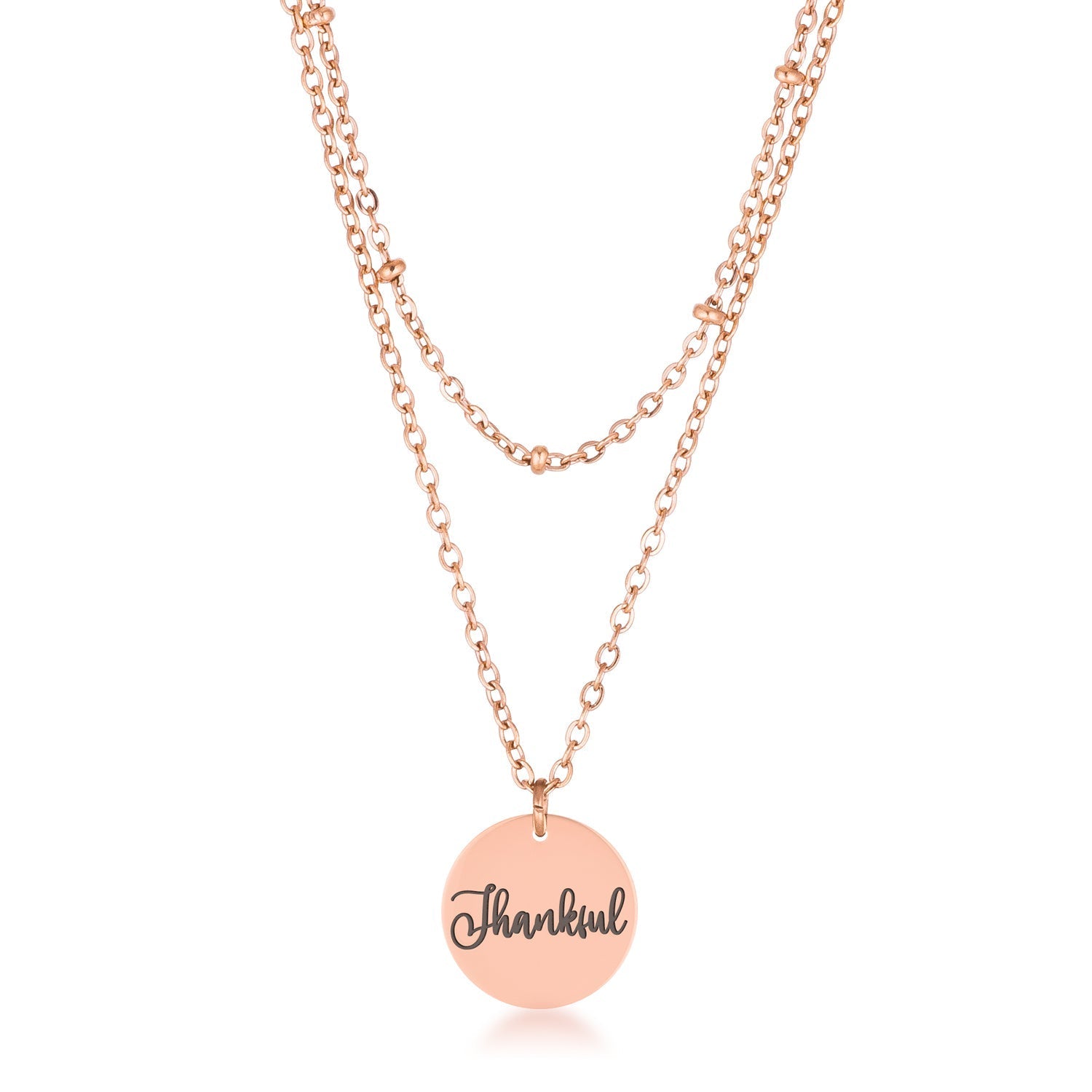 Delicate Rose Gold Plated Thankful Necklace