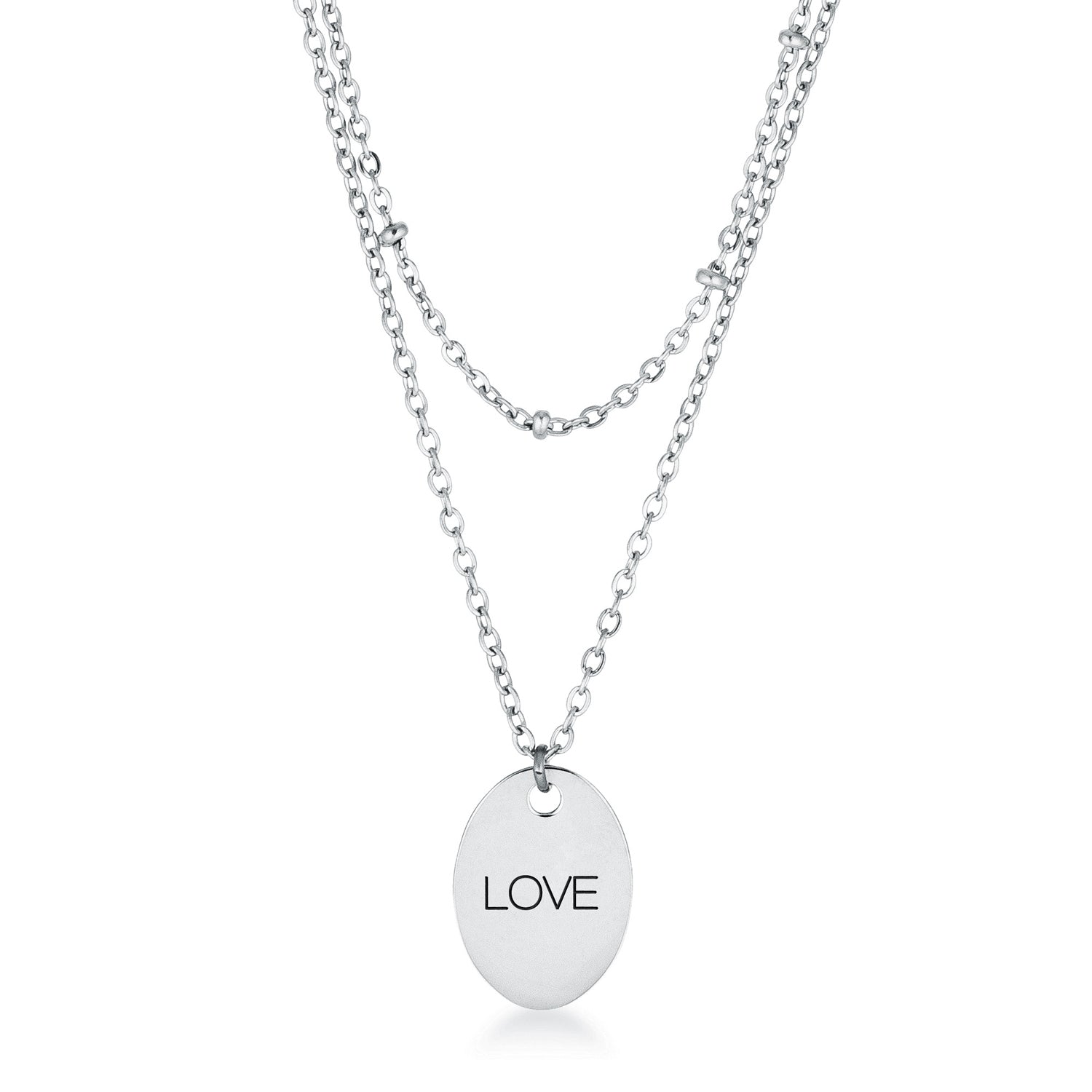 Stainless Steel Double Chain LOVE Necklace