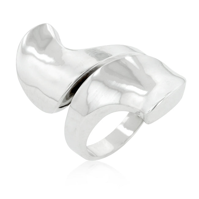 Rhodium Plated Finish Abstract Statement Ring