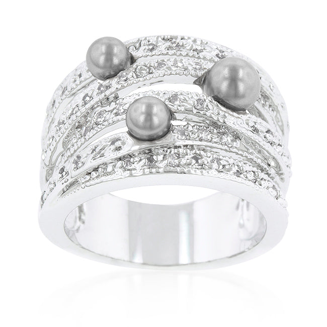 Gray Pearl Cocktail Ring