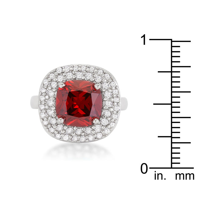 Micropave Red Bridal Cocktail Ring