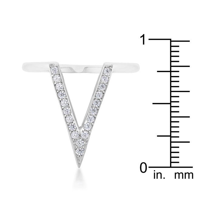 Michelle 0.2ct CZ Rhodium Delicate V-Shape Ring