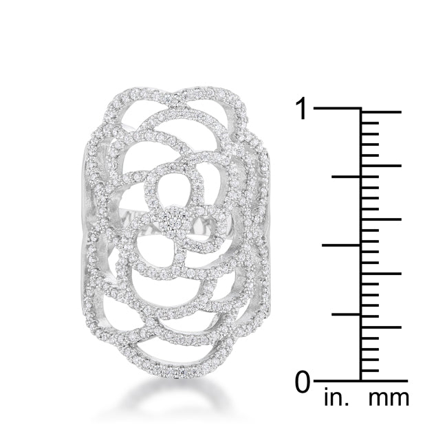 Rosa 1.25ct CZ Rhodium Filigree Cocktail Ring