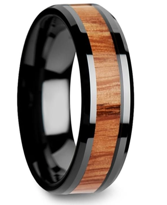 Harry's Black Stainless Steel Band with Wood Inlay
