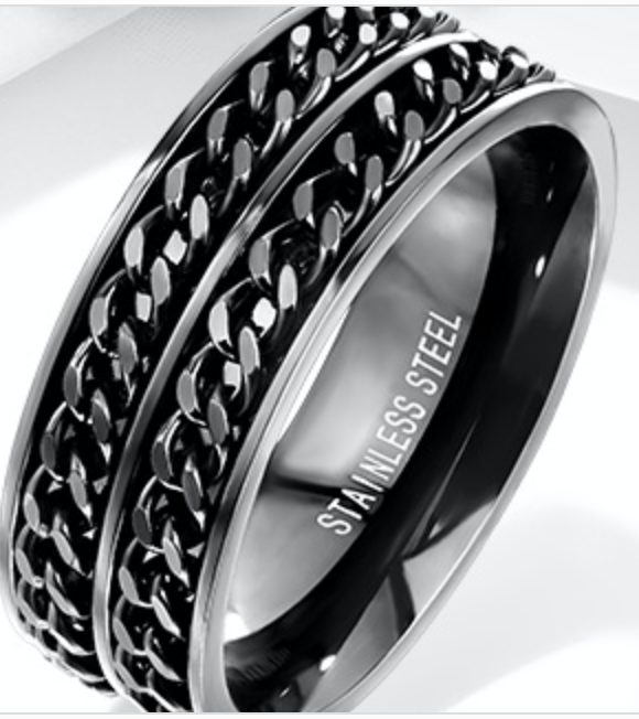 Twitch Black Double Stainless Ring